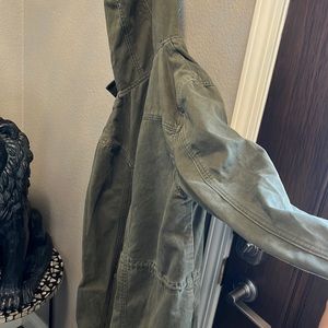 Olive green trench coat slim fit small